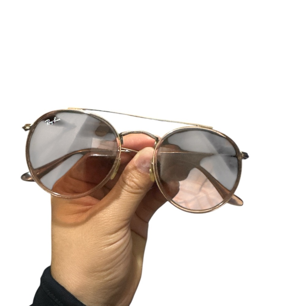 Ray-Ban Gold Frame Sunglasses with Brown Tint Made in Italy